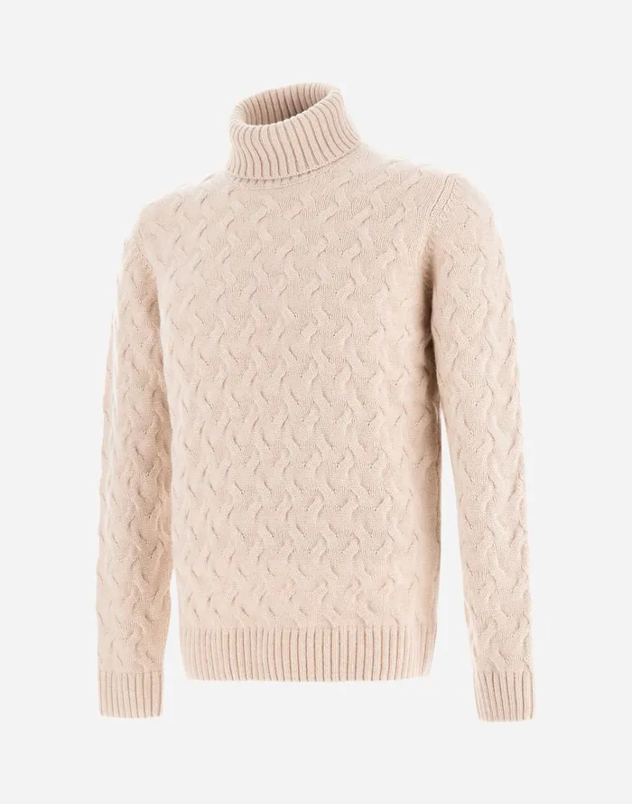 Herno SWEATER IN WOOL CASHMERE CABLE Chantilly Men Sweaters and Cardigan