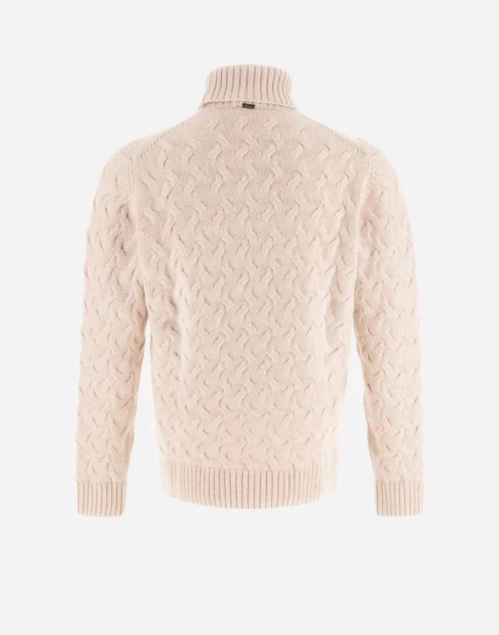 Herno SWEATER IN WOOL CASHMERE CABLE Chantilly Men Sweaters and Cardigan