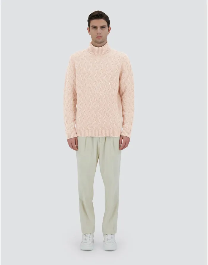 Herno SWEATER IN WOOL CASHMERE CABLE Chantilly Men Sweaters and Cardigan