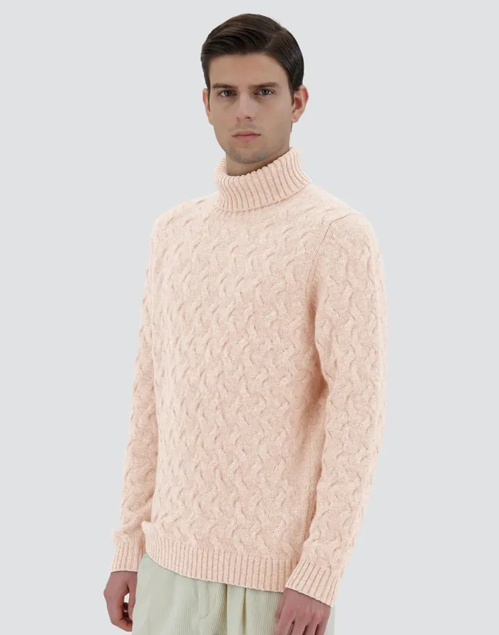 Herno SWEATER IN WOOL CASHMERE CABLE Chantilly Men Sweaters and Cardigan
