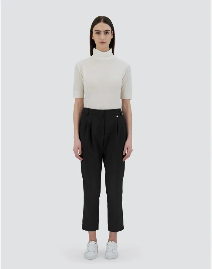Herno TROUSERS IN FLANNELFEELING Black Women Trousers