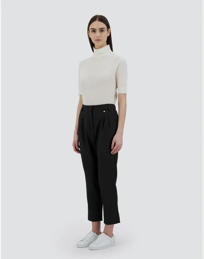 Herno TROUSERS IN FLANNELFEELING Black Women Trousers