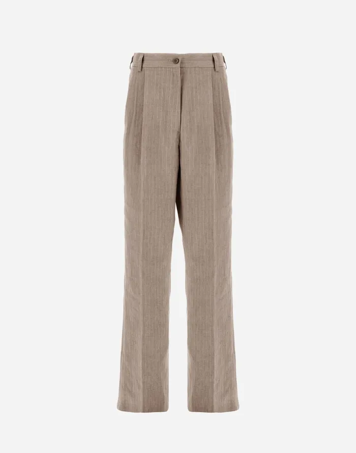 Herno TROUSERS IN LINENPINSTRIPE Chantilly Women Trousers