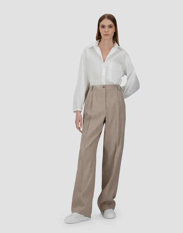 Herno TROUSERS IN LINENPINSTRIPE Chantilly Women Trousers