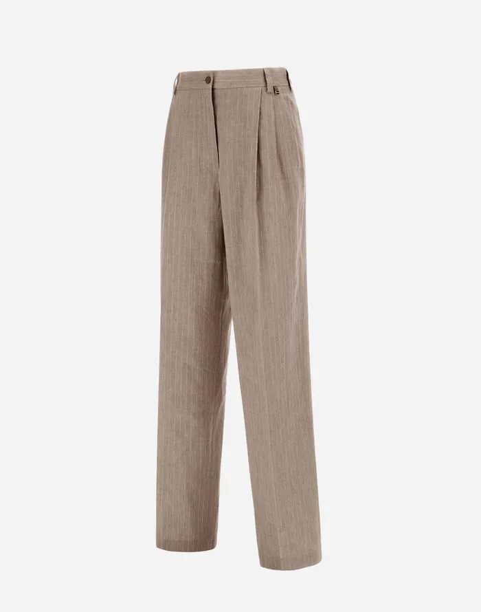 Herno TROUSERS IN LINENPINSTRIPE Chantilly Women Trousers