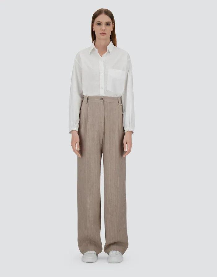 Herno TROUSERS IN LINENPINSTRIPE Chantilly Women Trousers