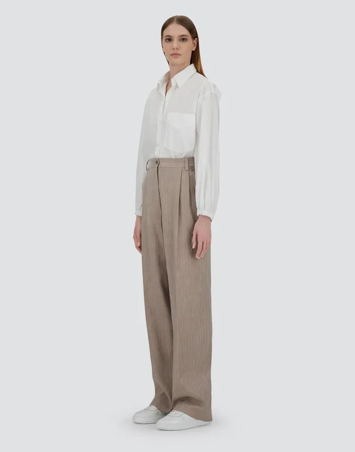 Herno TROUSERS IN LINENPINSTRIPE Chantilly Women Trousers