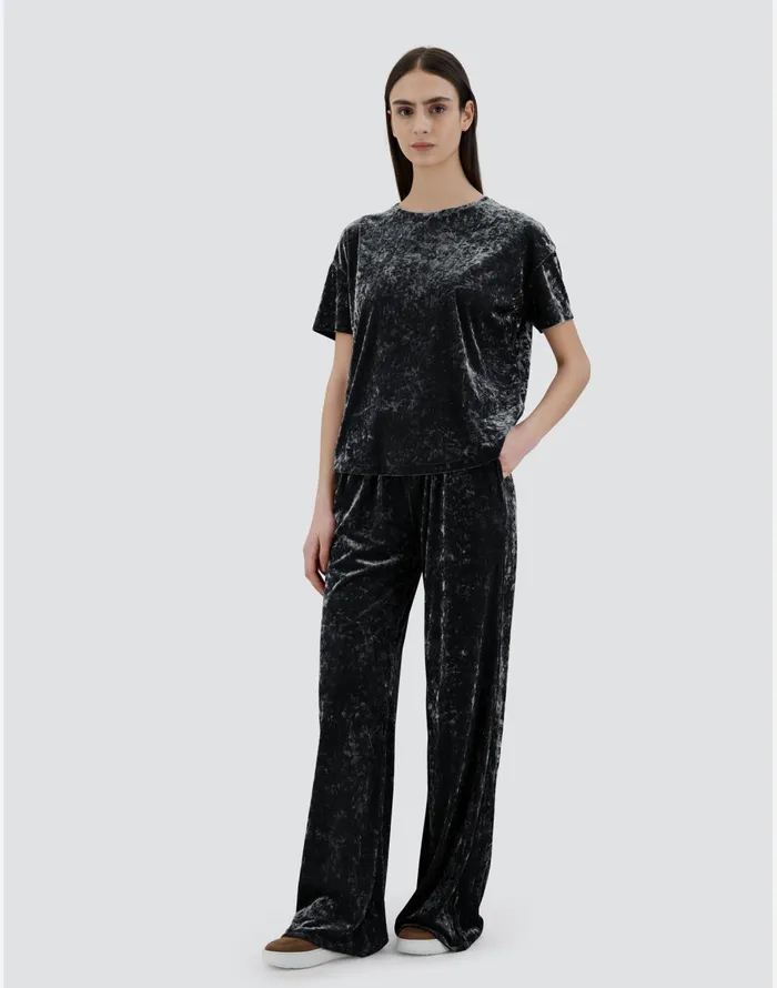 Herno TROUSERS IN MARBLEDVELVET Iron Women Trousers