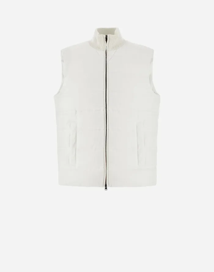 Herno VEST IN CASHMERE SILK AND KNIT Ivory Men Vests