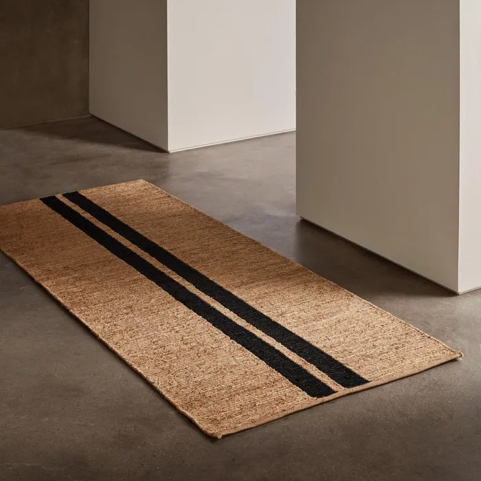 HOUSE James Perse Grey Cape Collection Jute Runner 35FT X 9FT Naturalcharcoal Stripe