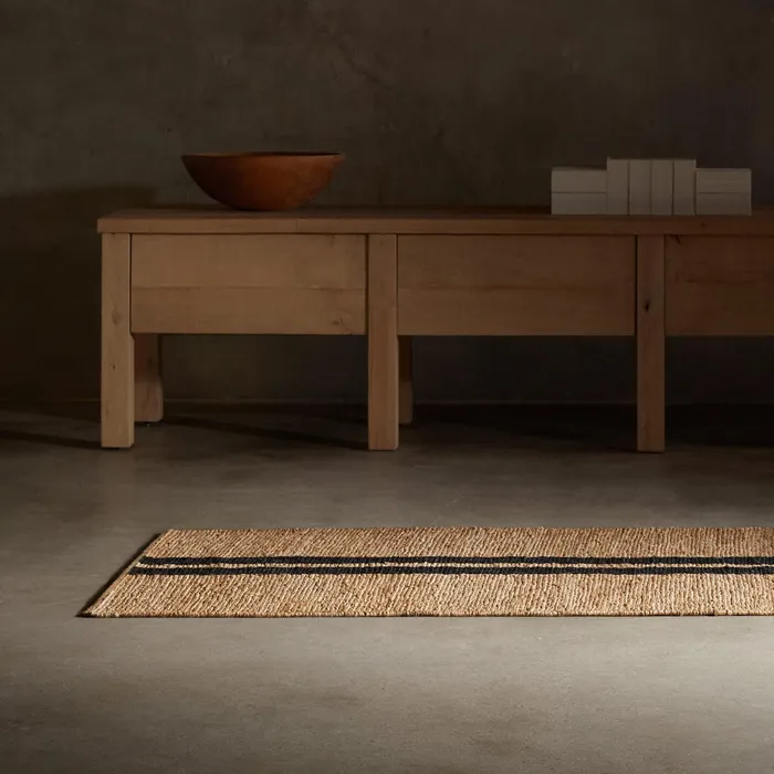 HOUSE James Perse Grey Cape Collection Jute Runner 35FT X 9FT Naturalcharcoal Stripe