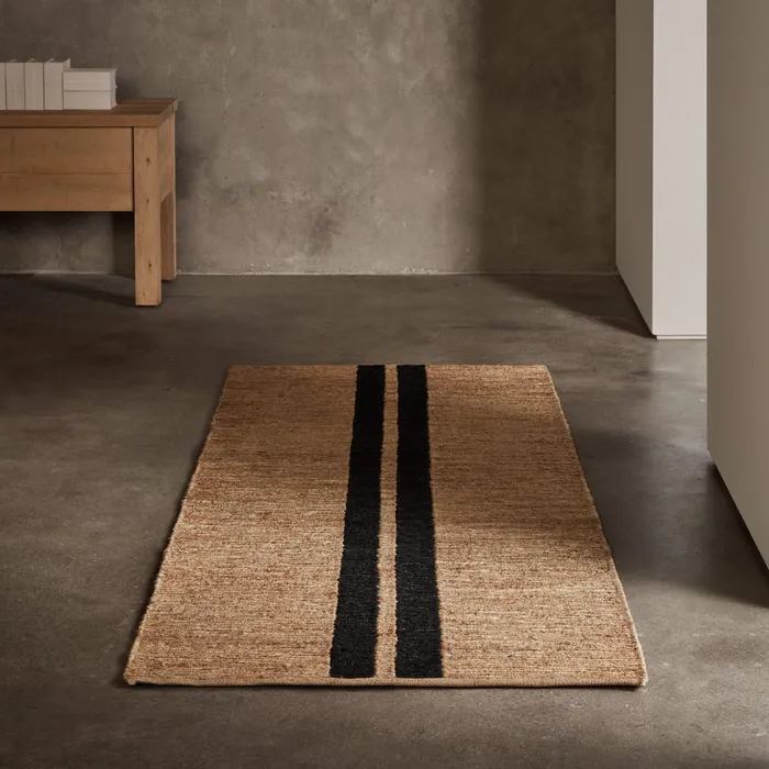 HOUSE James Perse Grey Cape Collection Jute Runner 35FT X 9FT Naturalcharcoal Stripe