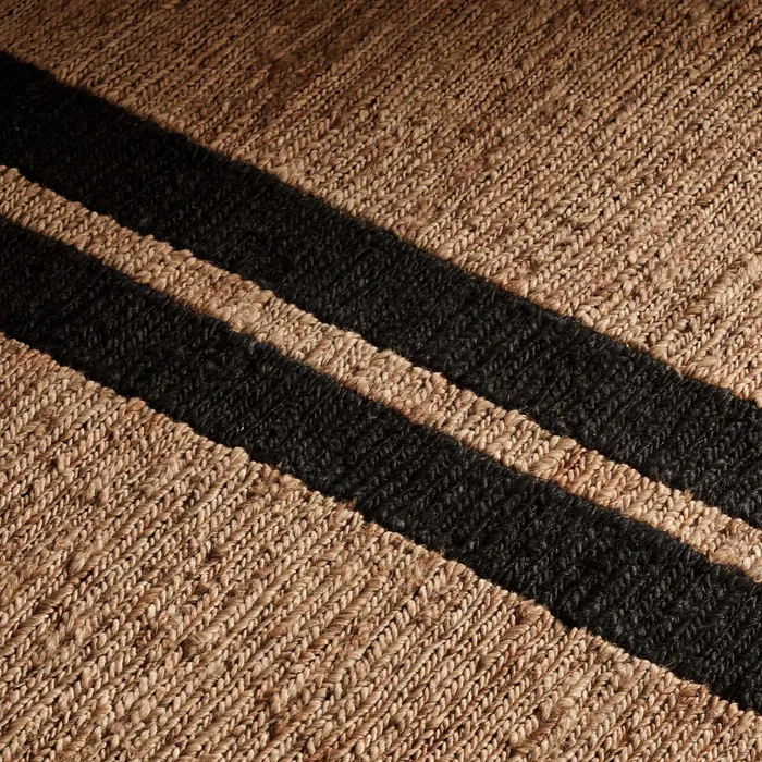HOUSE James Perse Grey Cape Collection Jute Runner 35FT X 9FT Naturalcharcoal Stripe