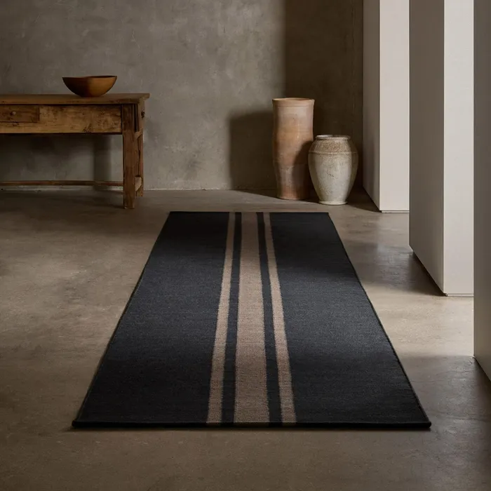 HOUSE James Perse Rugs Runners 35FT X 14FT Three Stripe Runner Anthracitemule