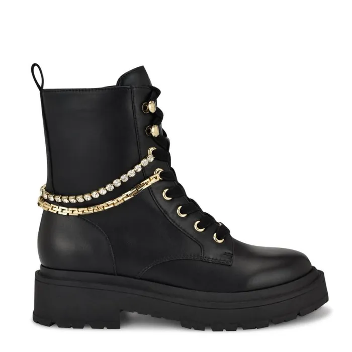 Hughes Chain Combat Booties Black Women Nine West Boots and Booties