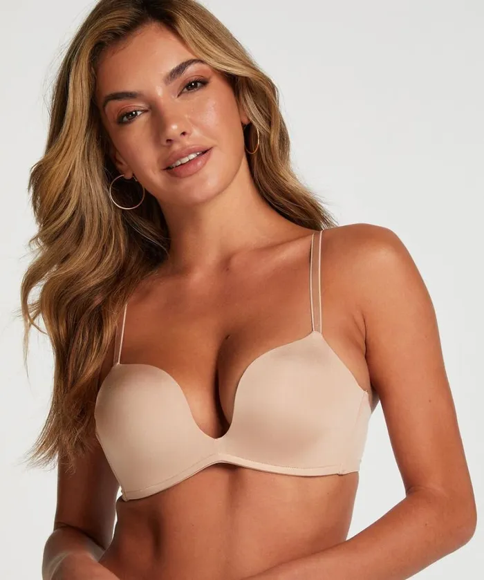 Hunkemller DeepV Padded Underwired PushUp Bra 8211 Beige Beige 8211 Women