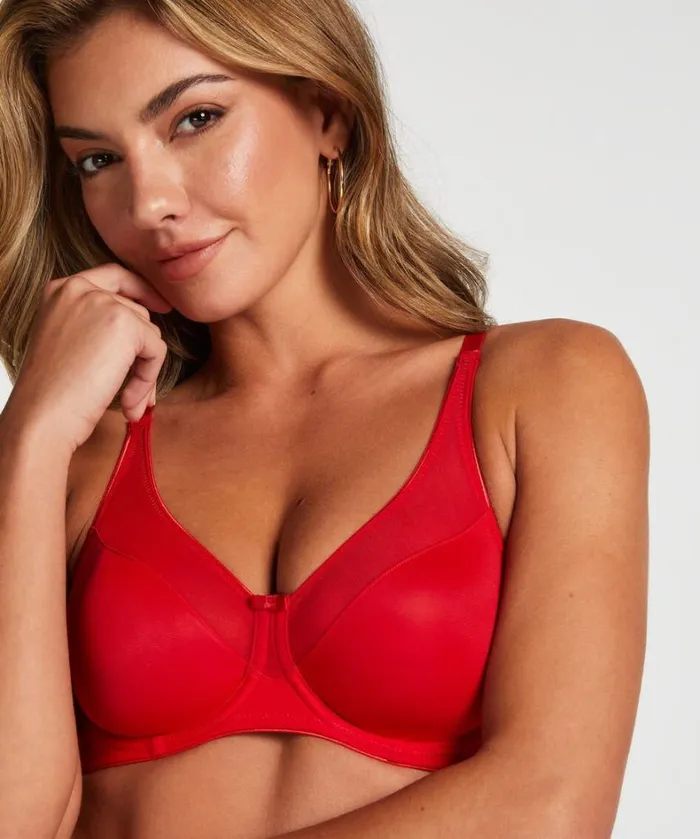 Hunkemller Nina NonPadded Underwired Minimizer Bra 8211 Red Red 8211 Women Hunkemller Nina NonPadded Underwired Minimizer Bra 8211 Red Red 8211 Women