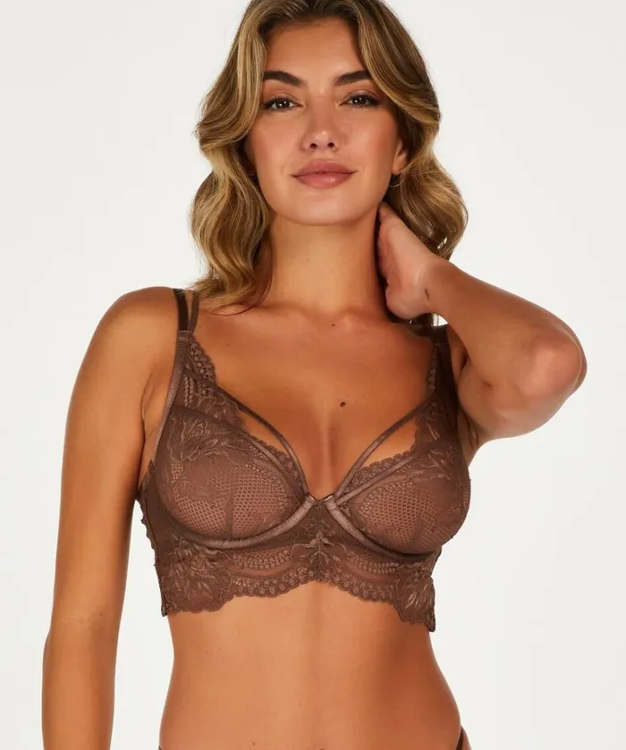 Hunkemller Raquel NonPadded Longline Underwired Bra 8211 Brown Brown 8211 Women