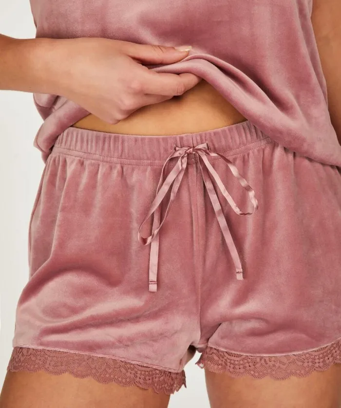 Hunkemller Velvet Lace Shorts 8211 Pink Pink 8211 Women Hunkemller Velvet Lace Shorts 8211 Pink Pink 8211 Women