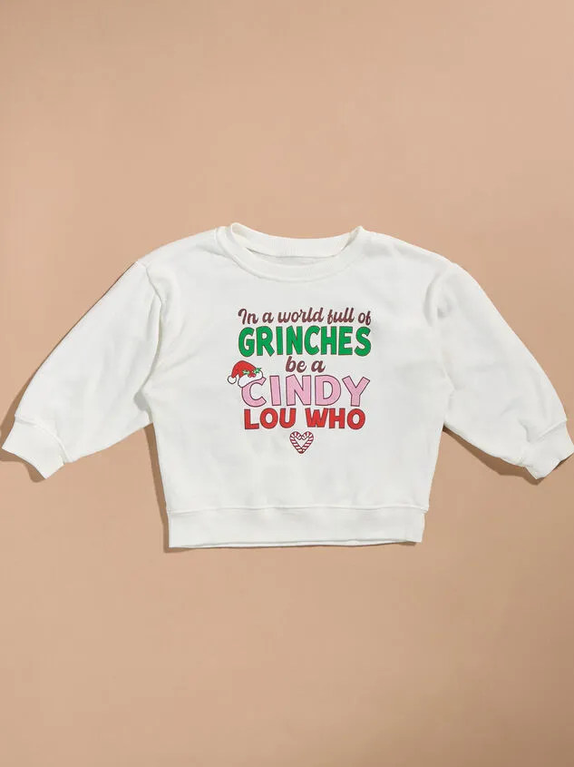 In A World Full Of Grinches Toddler Graphic Sweatshirt Ivory Girl Altar039d State Tops