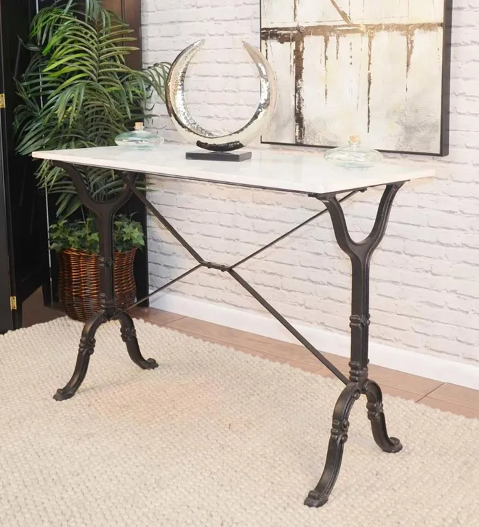 Indoor Living 30034High MarbleTop Cast Iron Console Table 8211 White Plow and Hearth Home Office Indoor Living 30034High MarbleTop Cast Iron Console Table 8211 White Plow and Hearth Home Office