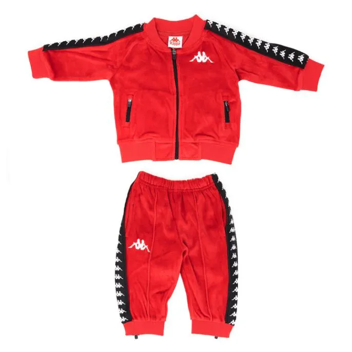 Infants 222 Banda Neash Tracksuit 8211 Red Black Red Black Kids Kappa Tracksuits