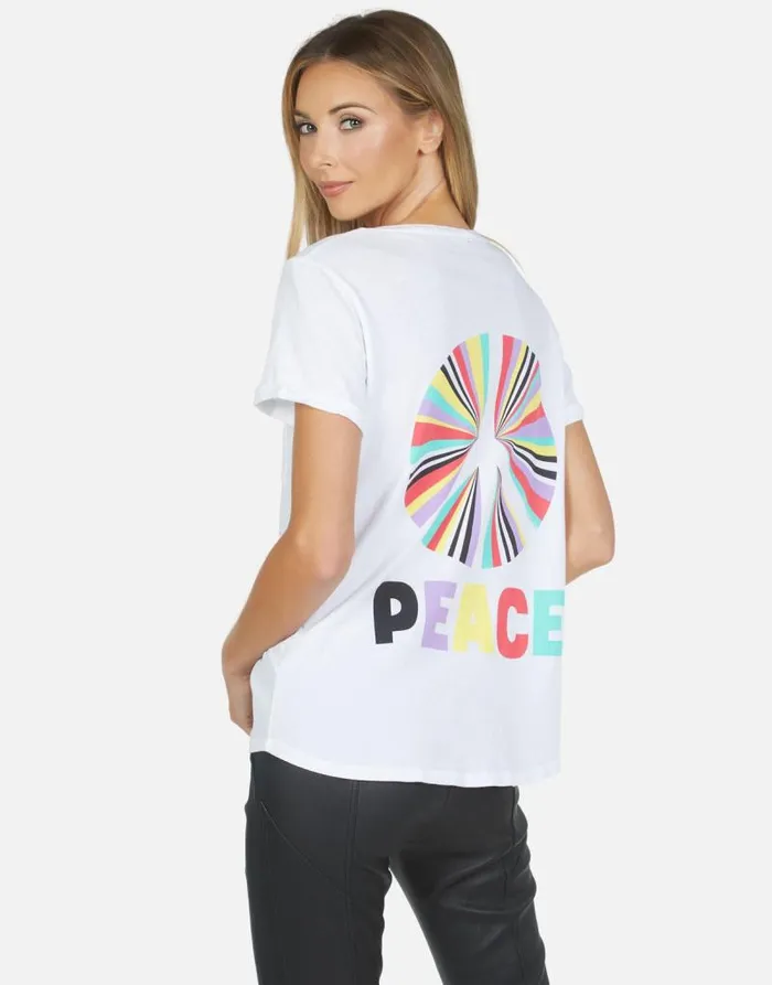 Iris Rainbow Ray Peace White Women Lauren Moshi Short Sleeve