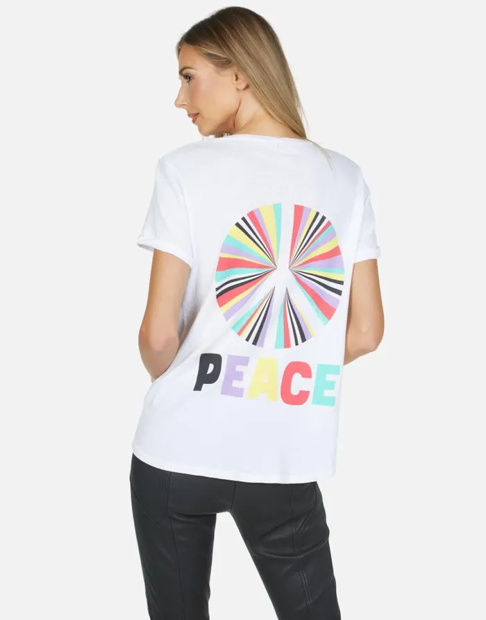 Iris Rainbow Ray Peace White Women Lauren Moshi Short Sleeve