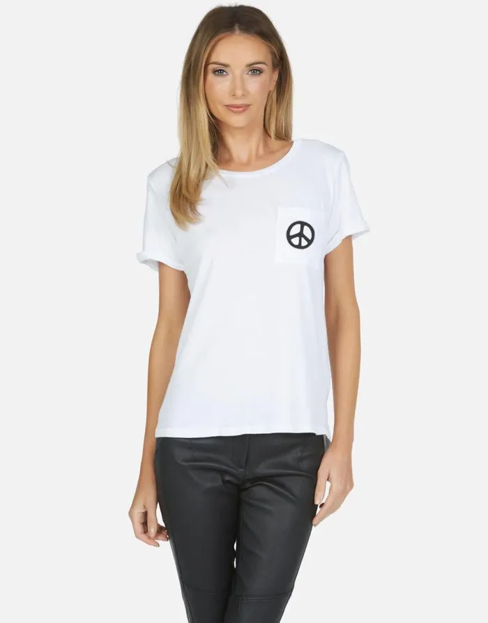 Iris Rainbow Ray Peace White Women Lauren Moshi Short Sleeve