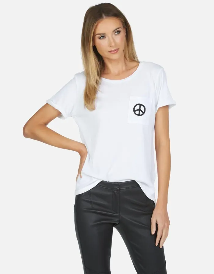 Iris Rainbow Ray Peace White Women Lauren Moshi Short Sleeve