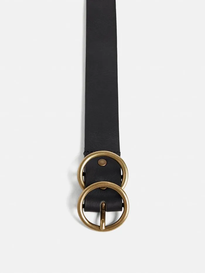 Italian Leather Carlos Belt Black Women Jigsaw Belts