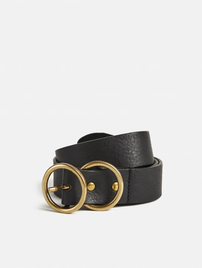 Italian Leather Carlos Belt Black Women Jigsaw Belts