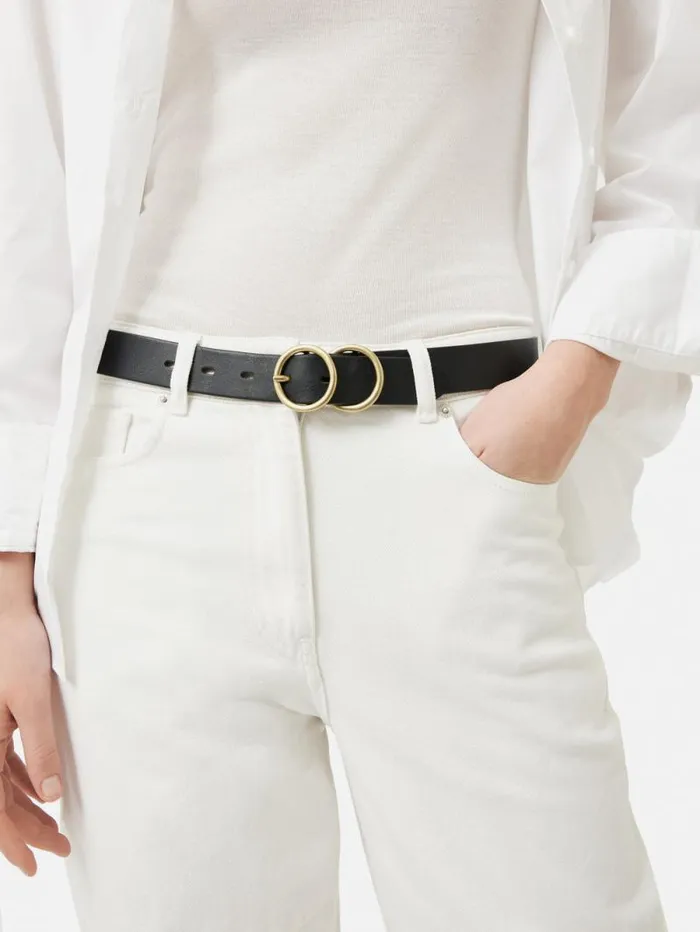 Italian Leather Carlos Belt Black Women Jigsaw Belts