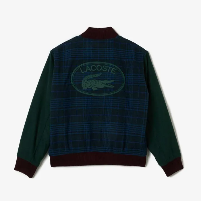 Jackets and Coats Men Lacoste Men039s Branded Back Varsity Jacket Navy Blue Green Black Blue V48