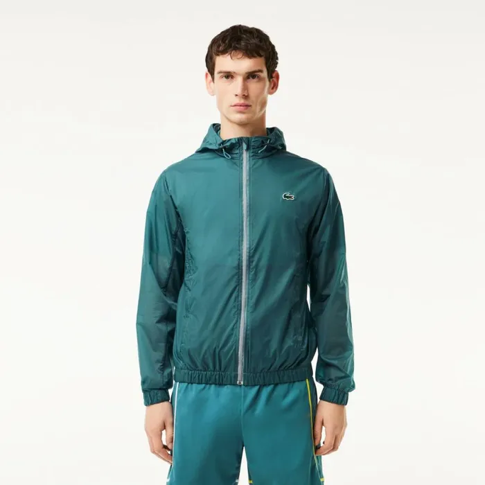 Jackets and Coats Men Lacoste Men039s Lightweight Waterproof ZipUp Jacket Hydro Blue Iy4