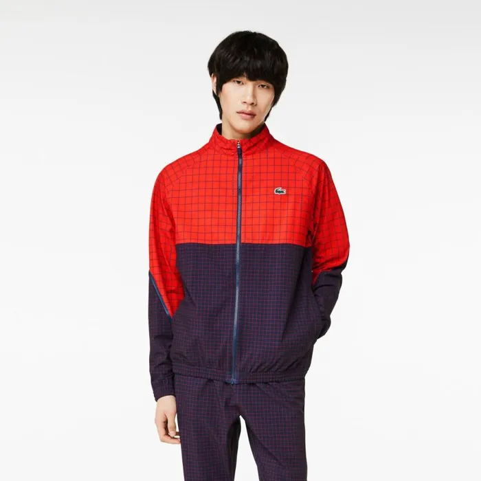 Jackets and Coats Men Lacoste Mens Lacoste Tennis X Novak Djokovic Sweatsuit Red Navy Blue Bqs
