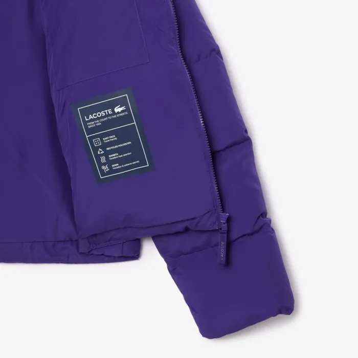 Jackets and Coats Women Lacoste Women039s Stowable Hood Puffer Jacket Acai Purple Sni