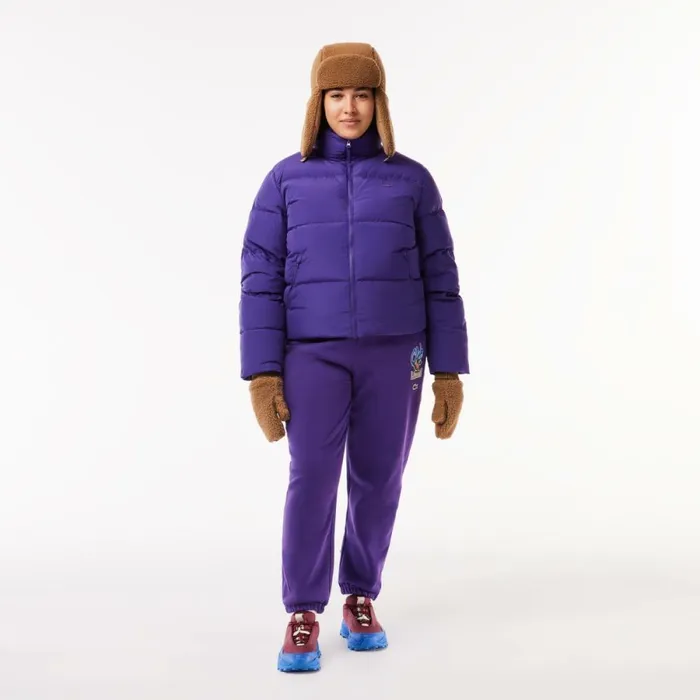 Jackets and Coats Women Lacoste Women039s Stowable Hood Puffer Jacket Acai Purple Sni