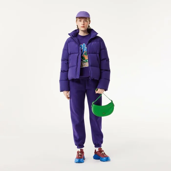 Jackets and Coats Women Lacoste Women039s Stowable Hood Puffer Jacket Acai Purple Sni