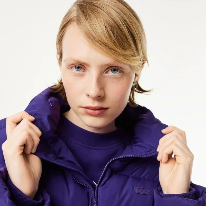 Jackets and Coats Women Lacoste Women039s Stowable Hood Puffer Jacket Acai Purple Sni