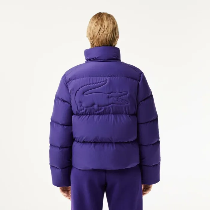 Jackets and Coats Women Lacoste Women039s Stowable Hood Puffer Jacket Acai Purple Sni
