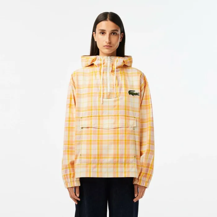 Jackets and Coats Women Lacoste Womens Checked PullOver Jacket White Yellow Light Orange Pink White Vui Jackets and Coats Women Lacoste Womens Checked PullOver Jacket White Yellow Light Orange Pink White Vui