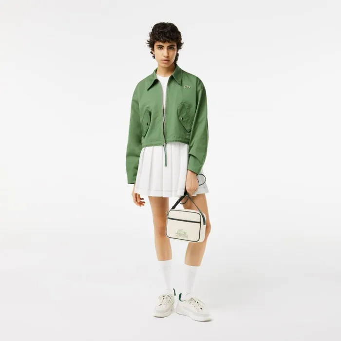 Jackets and Coats Women Lacoste Womens Cotton Harrington ZipUp Jacket Khaki Green Kx5