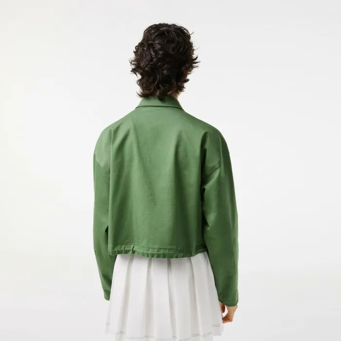 Jackets and Coats Women Lacoste Womens Cotton Harrington ZipUp Jacket Khaki Green Kx5