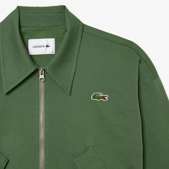 Jackets and Coats Women Lacoste Womens Cotton Harrington ZipUp Jacket Khaki Green Kx5