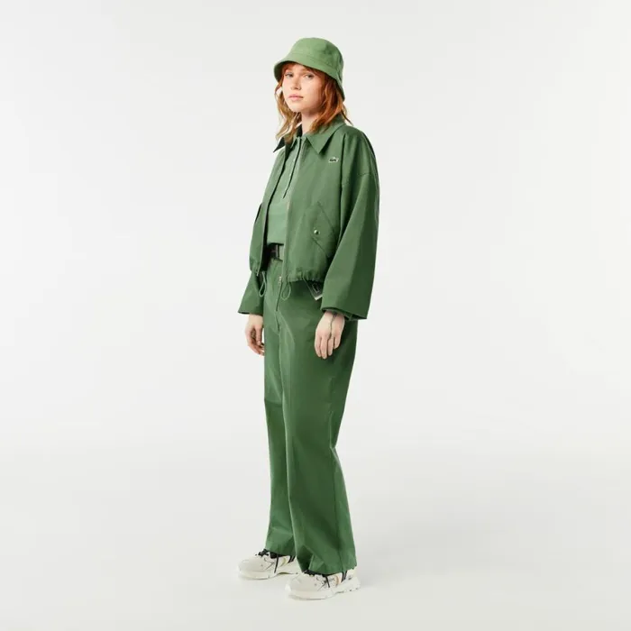 Jackets and Coats Women Lacoste Womens Cotton Harrington ZipUp Jacket Khaki Green Kx5
