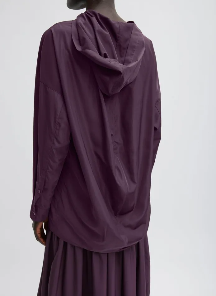 Jackets and Outerwear Women Tibi Shirred Nylon Hoodie With Cocoon Back
