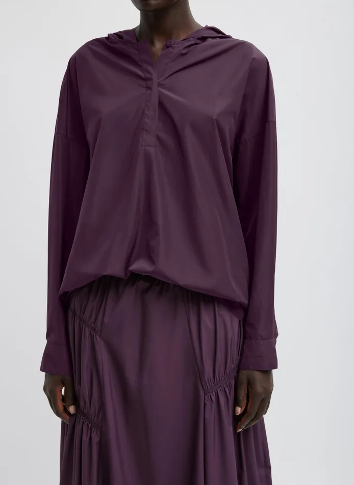 Jackets and Outerwear Women Tibi Shirred Nylon Hoodie With Cocoon Back