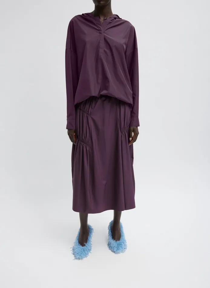 Jackets and Outerwear Women Tibi Shirred Nylon Hoodie With Cocoon Back