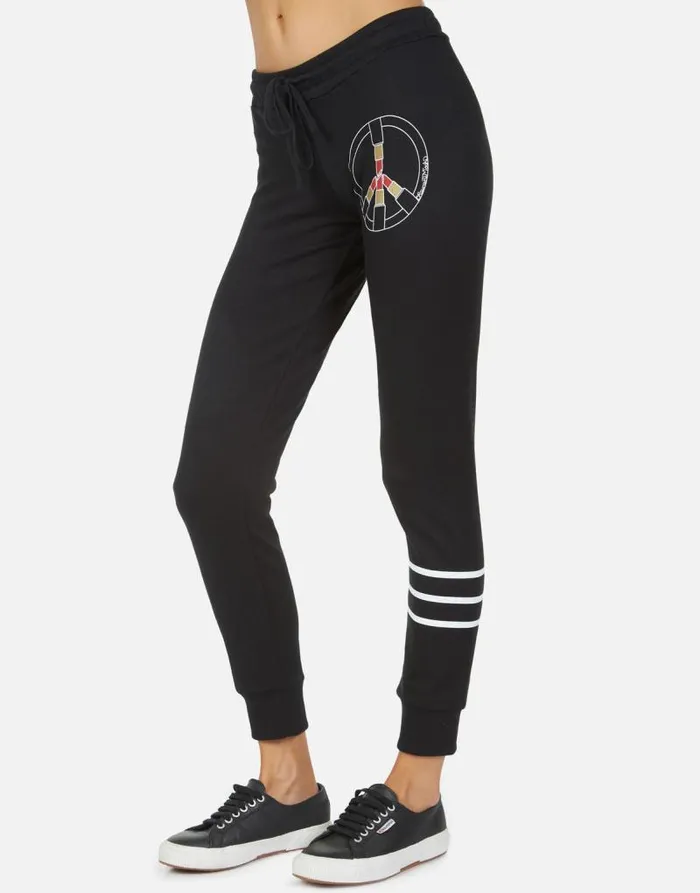 Jess Lipstick Peace Black Women Lauren Moshi Long Sweatpants